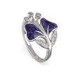 Кольцо серебряное с синей эмалью и кристаллами Сваровски