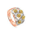 Кольцо в виде куста роз из розового золота с бриллиантами