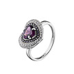 Серебряное кольцо в форме сердца с родолитом и кристаллами Swarovski