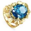 Кольцо из желтого золота с бриллиантами и топазом
