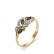 Золотое кольцо с  сапфирами и  бриллиантами