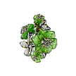 Кольцо серебрянное 925 пробы , зеленые фианиты, кварц в форме цветка