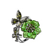 Серебрянное кольцо с натуральными зелеными камнями, кварцем и фианитами