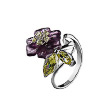 Серебрянное кольцо , украшено цветком из кварца дополняют фианиты