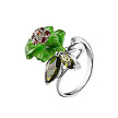 Кольцо из серебра, кварцевый цветок и фианиты