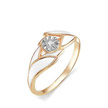 Золотое кольцо с бриллиантом и белой эмалью