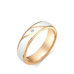 Кольцо обручальное из розового золота с бриллиантом и белой эмалью
