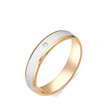Золотое обручальное кольцо с бриллиантом и белой эмалью