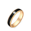 Обручальное кольцо из розового золота с бриллиантом и черной эмалью