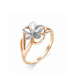 Кольцо цветок из розового и белого золота с  бриллиантом