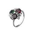 Яркое серебряное кольцо с гранатом, раух-топазом, фианитами