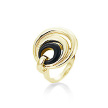 Серебряное кольцо Breuning с позолотой и керамикой Corian® черного цвета