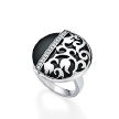 Круглое кольцо Breuning из серебра с узором из оникса, инкрустированное цирконами