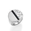 Кольцо Breuning круглой формы, из глянцевого фактурного серебра