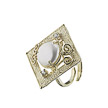 Безразмерное серебряное кольцо с позолотой и жемчугом от бренда Terero