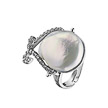 Роскошное серебряное кольцо с фианитами и жемчугом от Terero
