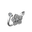 Фаланговое кольцо из родированого серебра с фианитами в форме цветка