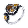 Золотое кольцо с тигровым глазом, топазами, цитринами и сапфирами