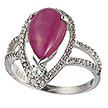 Серебряное кольцо с рубином и фианитами