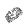 Фаланговое кольцо из серебра с фианитами разных размеров