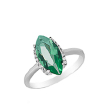 Крупное женское кольцо из серебра с крупным зеленым фианитом по центру
