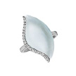Перстень из серебра с кошачьим глазом белого цвета геометрической формы