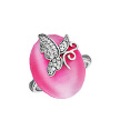 Перстень из серебра с камнем в стиле кошачьего глаза розового цвета