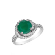 Серебряное кольцо с крупным зеленым фианитом и россыпью мелких белых