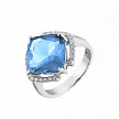 Серебряный перстень с квадратным фианитом голубого цвета
