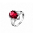 Серебряное кольцо с крупным красным и белыми фианитами