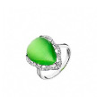 Крупное кольцо оригинальной формы с зеленым кошачьим глазом