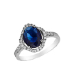 Серебряное кольцо с крупным фианитом глубокого синего цвета