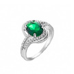 Серебряное кольцо с фианитами белого и зеленого цветов «Плавные линии»