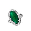 Коктейльное кольцо с зеленым ювелирным стеклом и фианитами