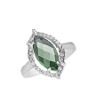 Серебряное кольцо с крупным фианитом прозрачно- салатового цвета овальной формы