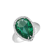 Женский перстень из серебра с крупным зеленым фианитом
