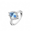Серебряное кольцо с крупным фианитом  нежно- голубого цвета, и россыпью белых