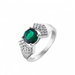 Серебряное кольцо «Геометрия форм»  с фианитами белого и зеленого цветов