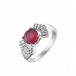Оригинальное кольцо из серебра с красным камнем и фианитами