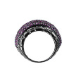 Широкое черненое кольцо из серебра с фиолетовыми фианитами