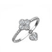 Серебряное кольцо с цветочком и подвесным сердечком