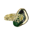 Кольцо Graziella, модель Forme12-Green, серебро, желтая позолота, зеленая эмаль