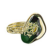 Кольцо Graziella, модель FormeMov, серебро, желтая позолота, зеленая эмаль