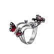 Кольцо Roberto Bravo  из родированого серебра с сапфирами и эмалью «Игра бабочек»