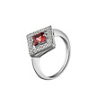 Серебряное кольцо с красным и белыми фианитами