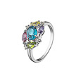 Серебряное кольцо с цветными фианитами