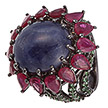 Серебряное кольцо с рубинами, корундом и цаворитом