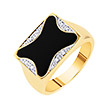 Золотое кольцо с ониксом и бриллиантами