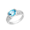 Классическое кольцо с нежно- голубым топазом из серебра