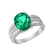 Модное кольцо серебряное, вставка из зеленого агата и цирконов